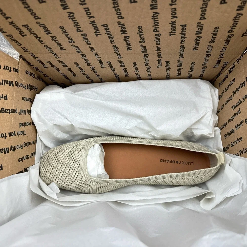 NEW Lucky Brand 9.5M Daneric Metallic Knit Washable Square Toe Ballet Flats - Picture 10 of 11